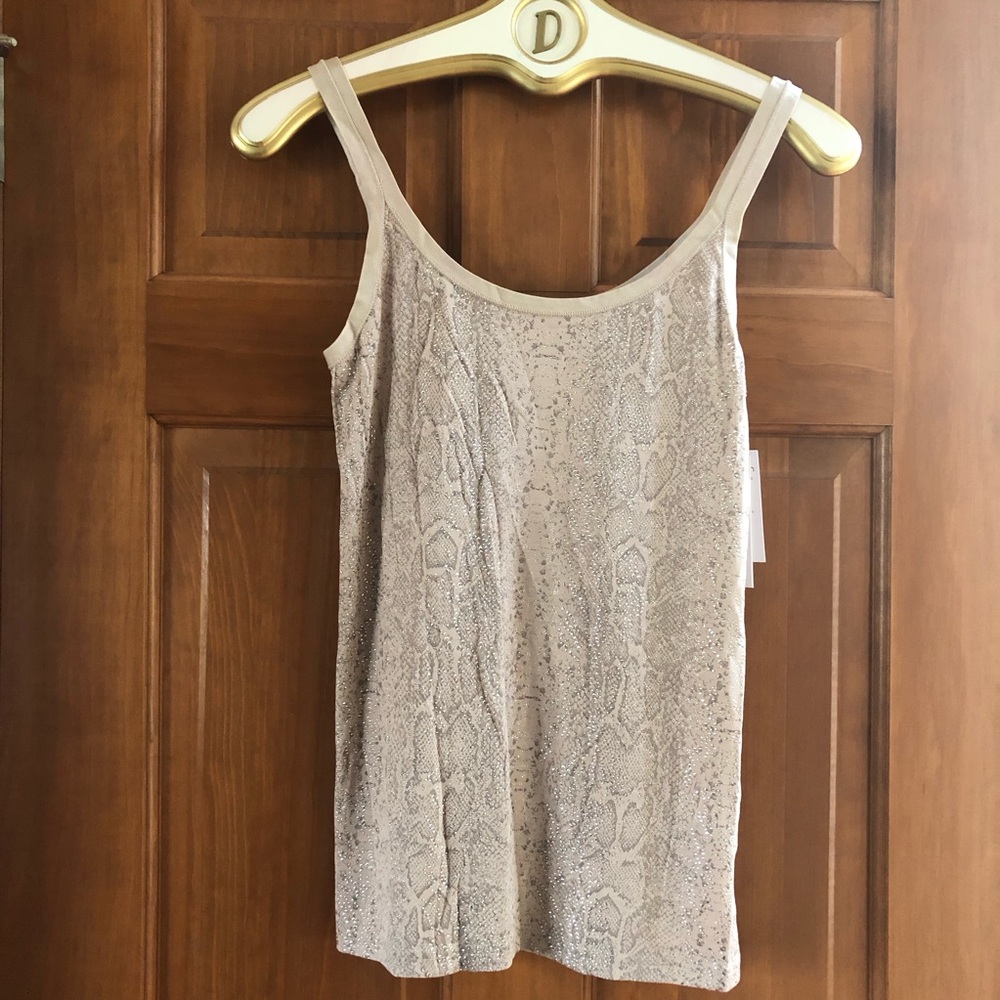 NWT - Calvin Klein Front Embellished Tank Top w/Solid Ribbed Back